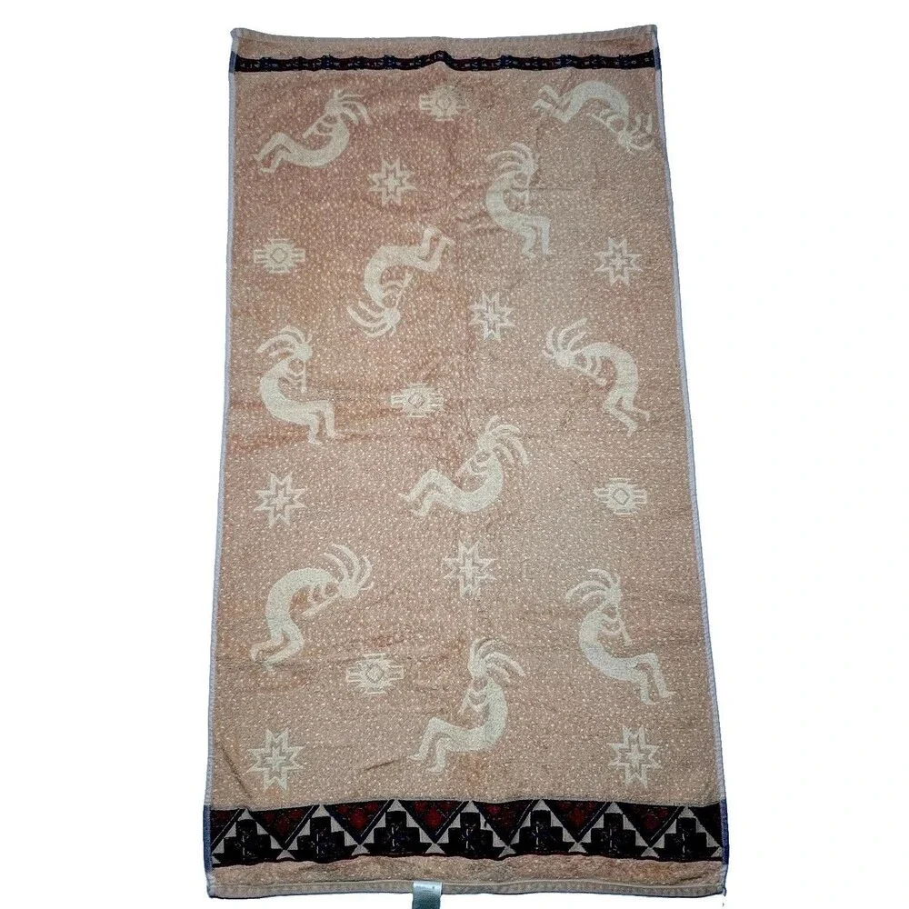 Vintage Southwestern Kokopelli Bath  X 2 Towels Native American  26x47” USA Made